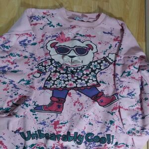 Vintage 90s Comfy Club Unbearably Cool Teddy Bear Crewneck Sweatshirt